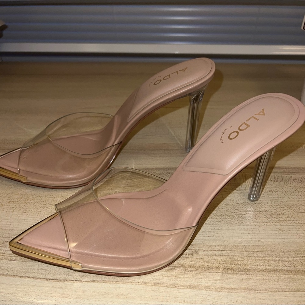 Aldo BRAND NEW Annabrilden, Heeled mule - Stiletto heel, in bone/clear